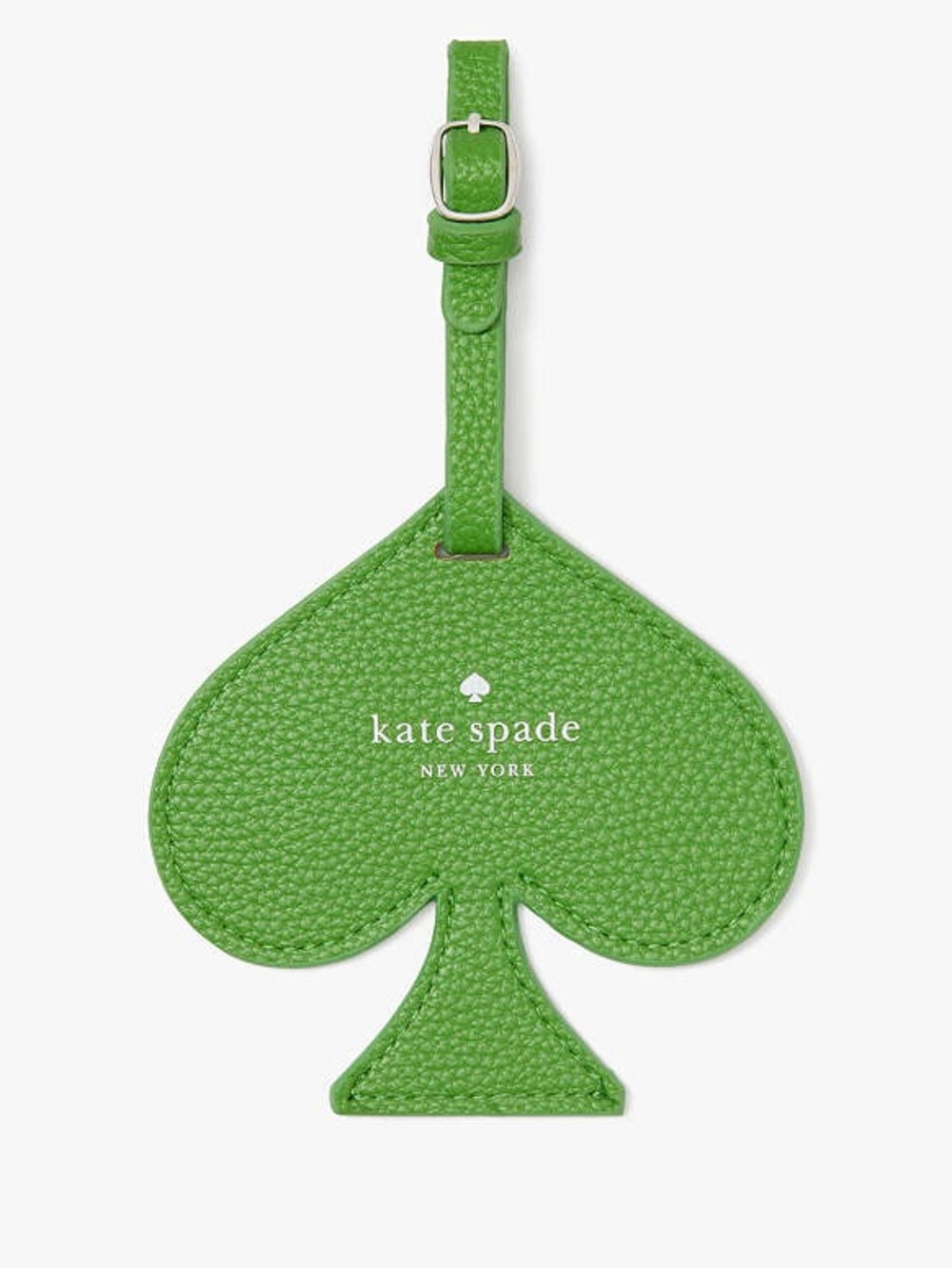 kate spade Green Pebbled Spade Luggage Tag with Silver Buckle